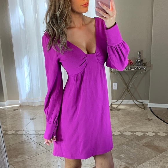 Tibi Dresses & Skirts - Vintage Tibi Virgin Wool Fuschia Gold Button Dress